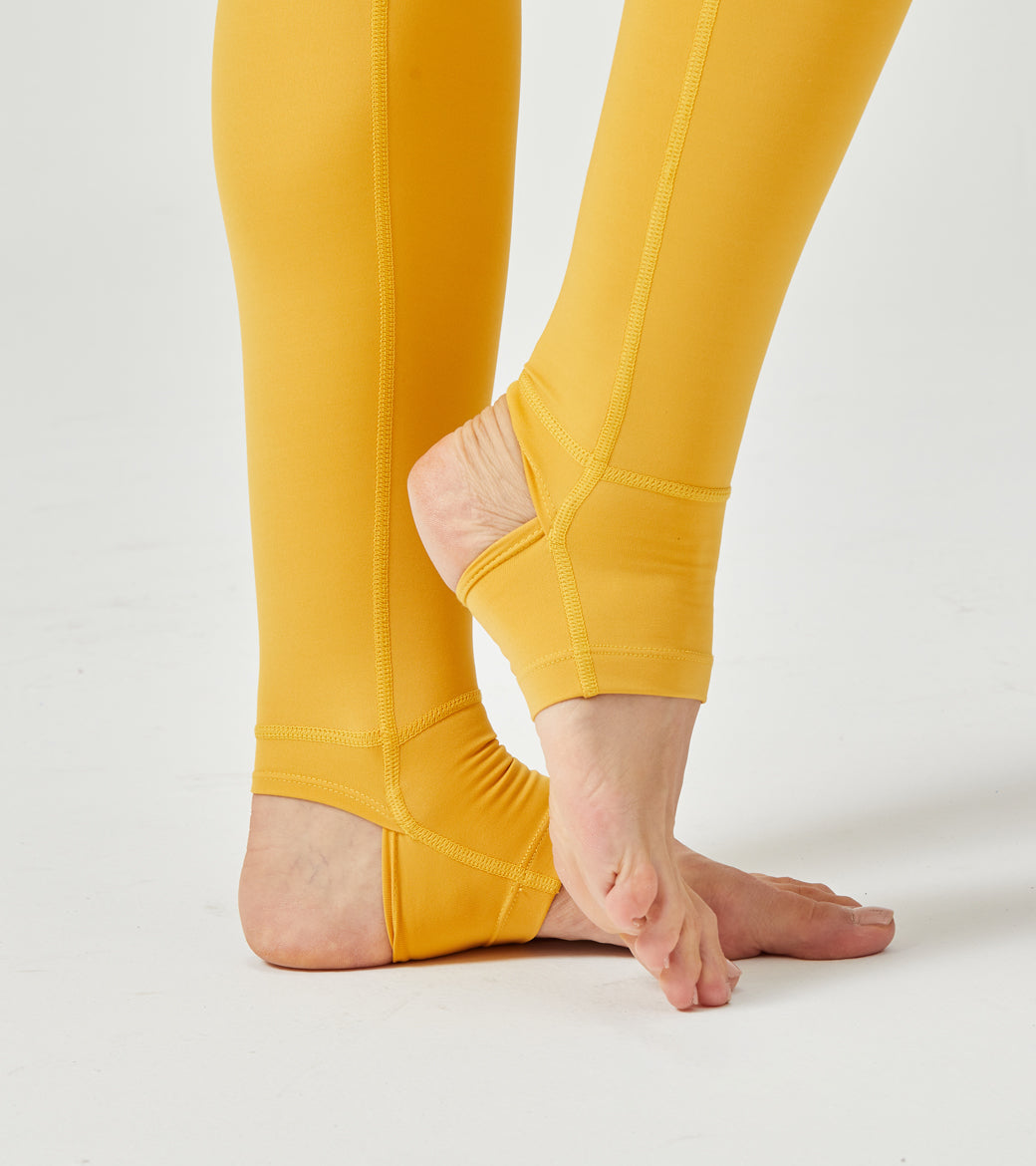 LOVESOFT Women's Yellow Easy Warm Yarm High Waist Hips Running Yoga Stepping Pants
