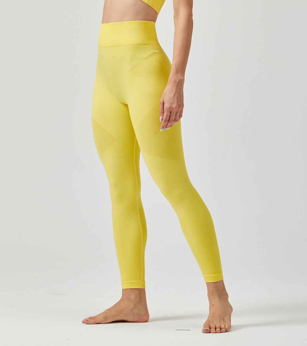 LOVESOFT Yellow Seamless Leggings for Women Yoga Workout Tight Pants