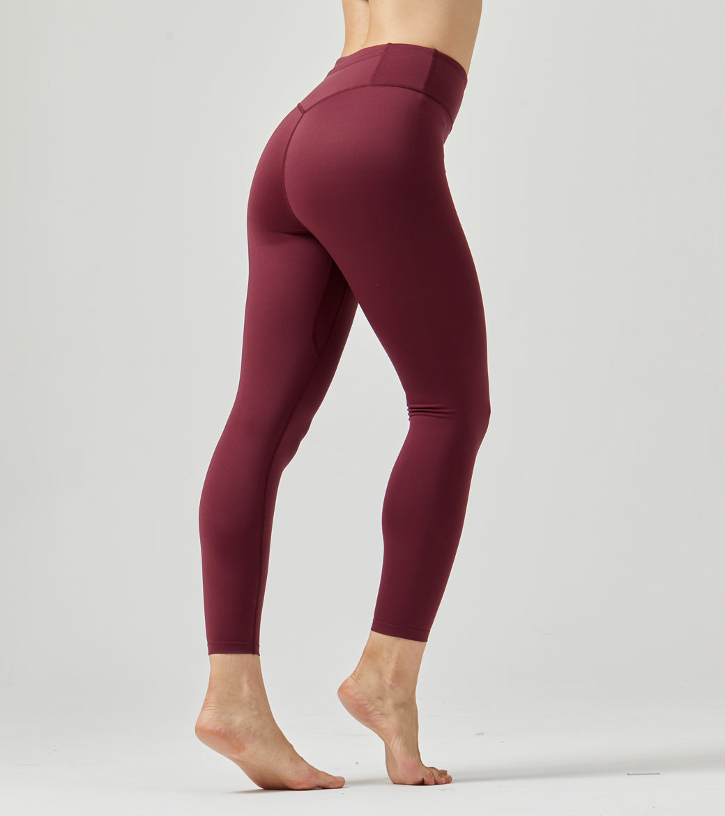 LOVESOFT Women's Dark Red Easy Warm Yarm Leggings High Waist Hips Running Yoga Pants