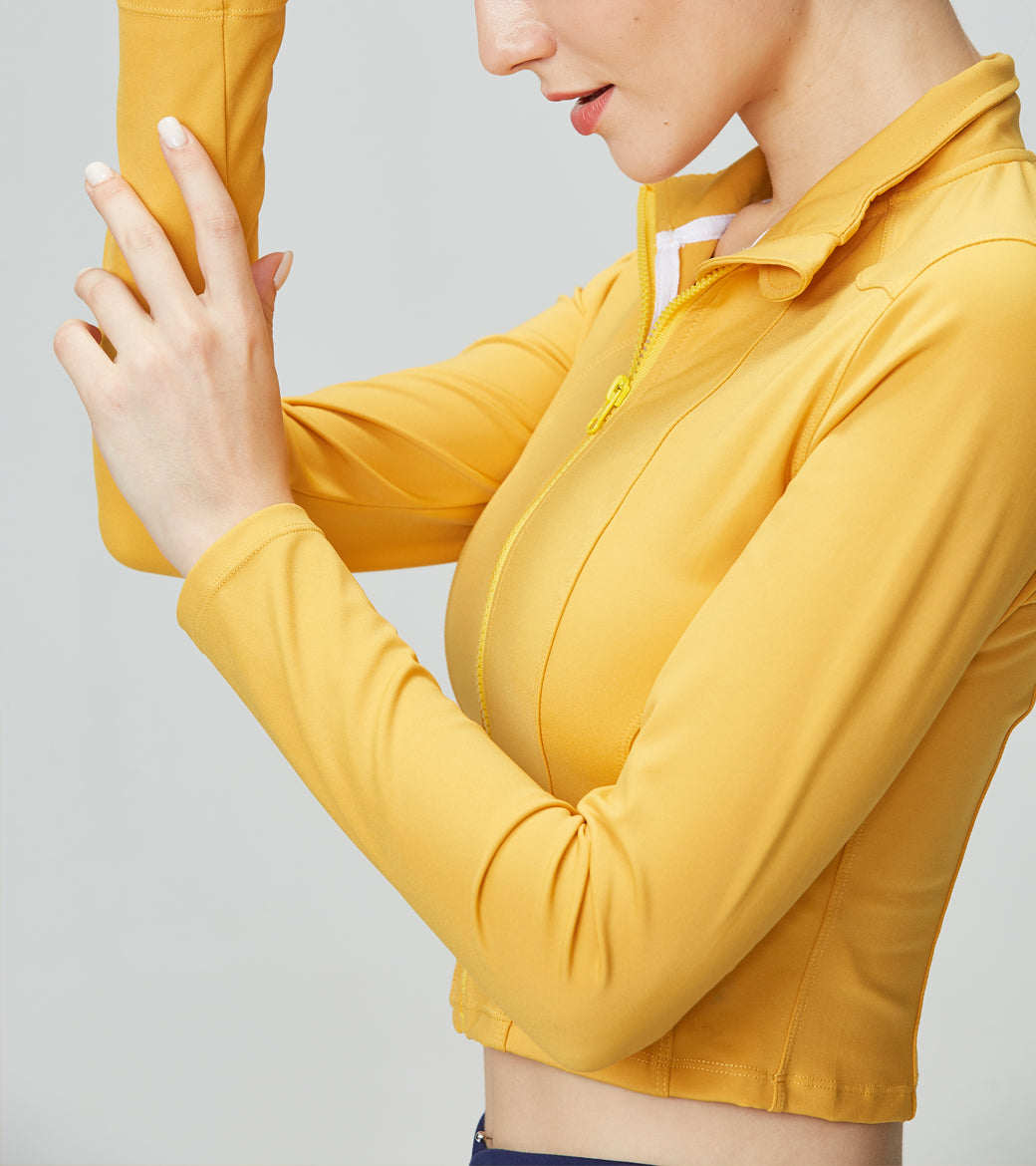 LOVESOFT Women Zip Fitness Yoga Jacket Activewear Coats-Yellow