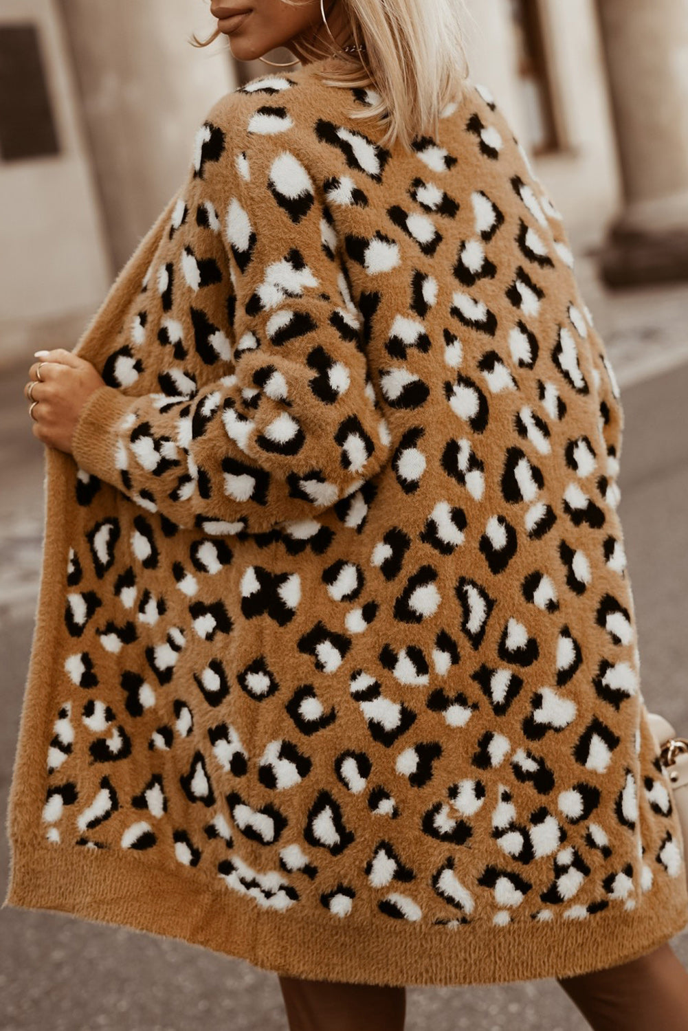 Brown Leopard Print Fur Cardigan