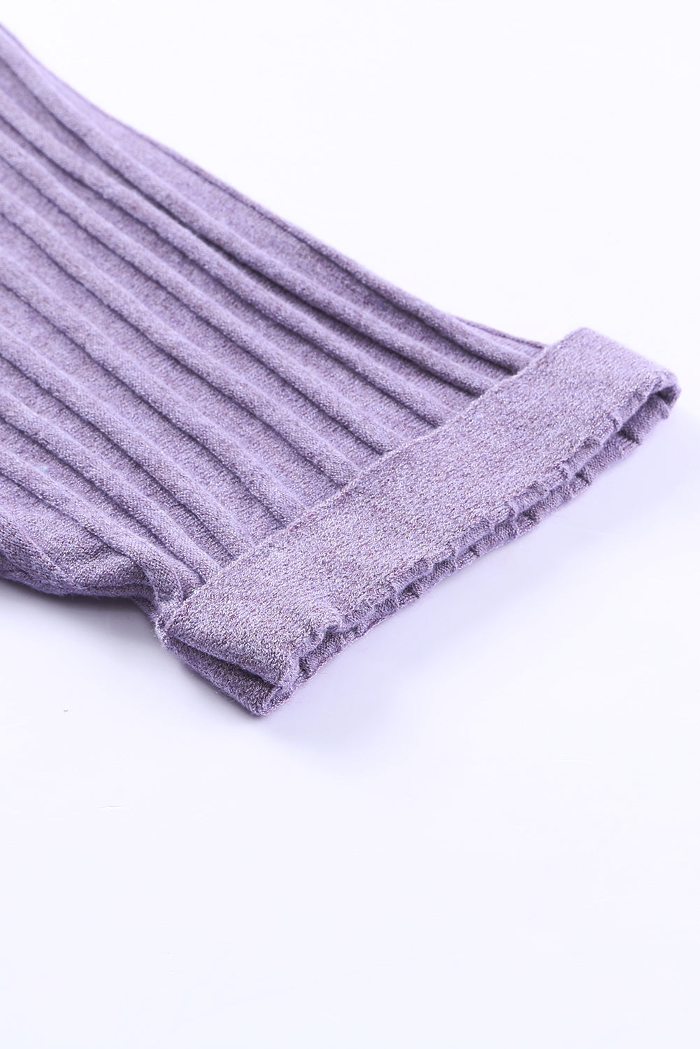 Purple Ribbed Open Front Knit Cardigan