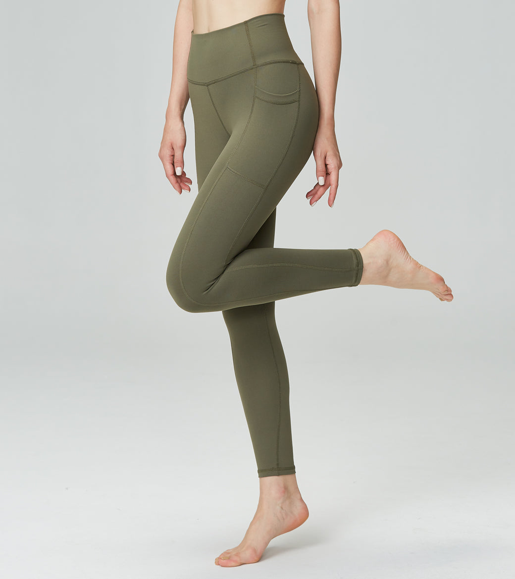 LOVESOFT Olive High Waist Yoga Leggings With Side Pockets
