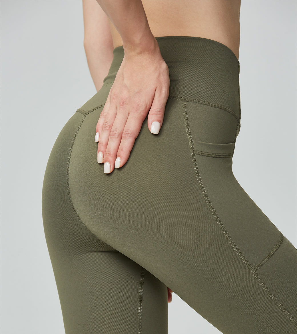 LOVESOFT Olive High Waist Yoga Leggings With Side Pockets