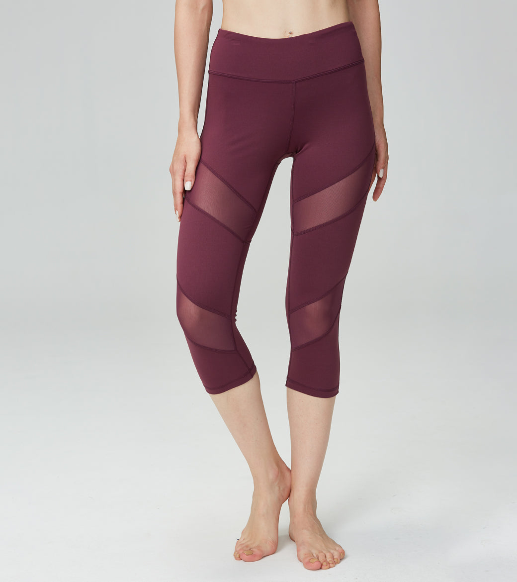 LOVESOFT Purple Mesh Workout High Waist Yoga Pants
