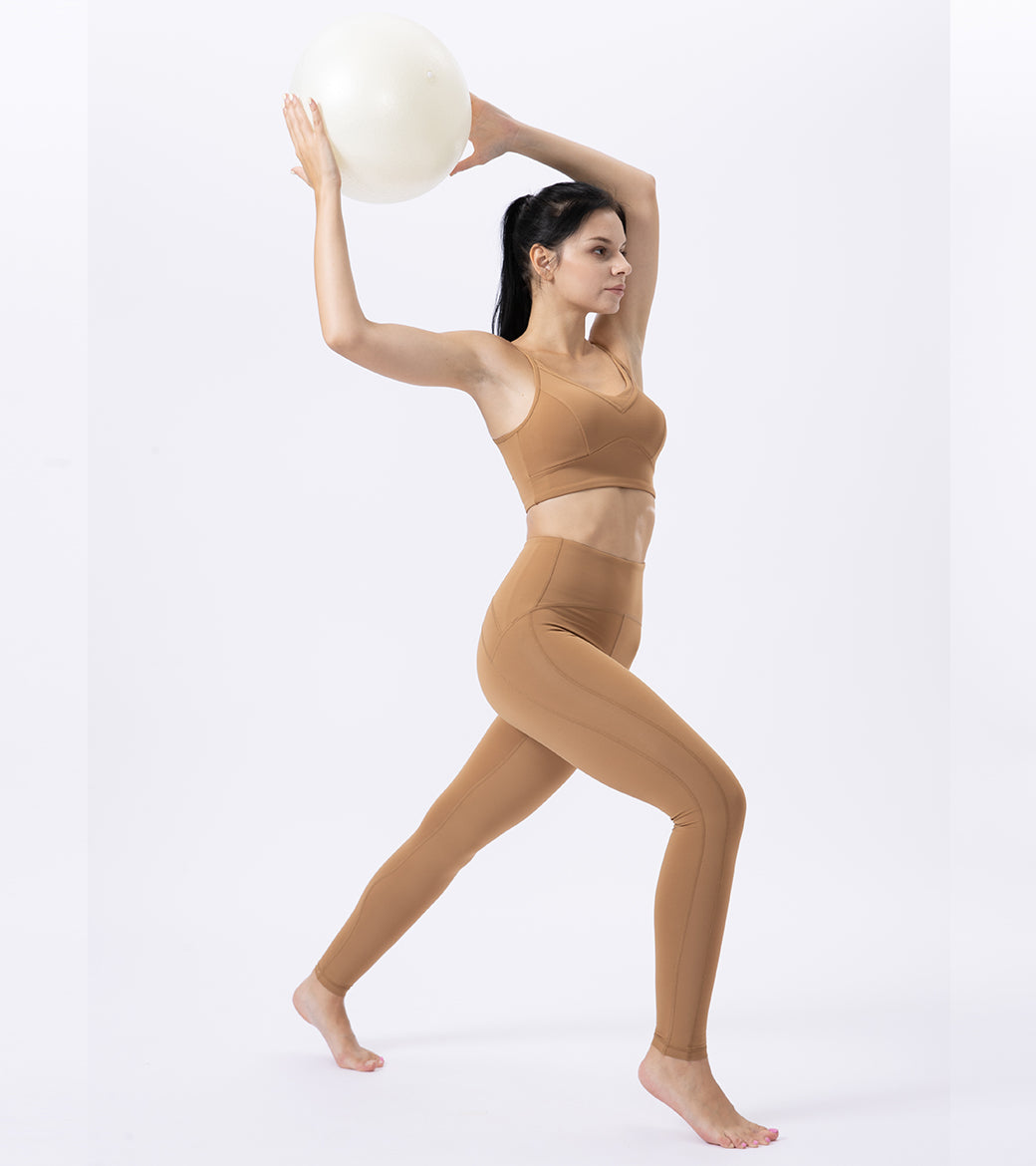 LOVESOFT Women Nude Yoga Bra & Leggings Set
