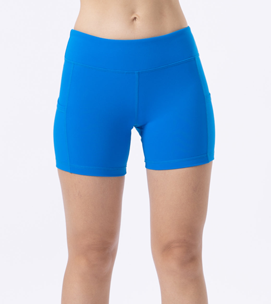LOVESOFT Acid Blue Workout Running Yoga Shorts with Side Pocketed