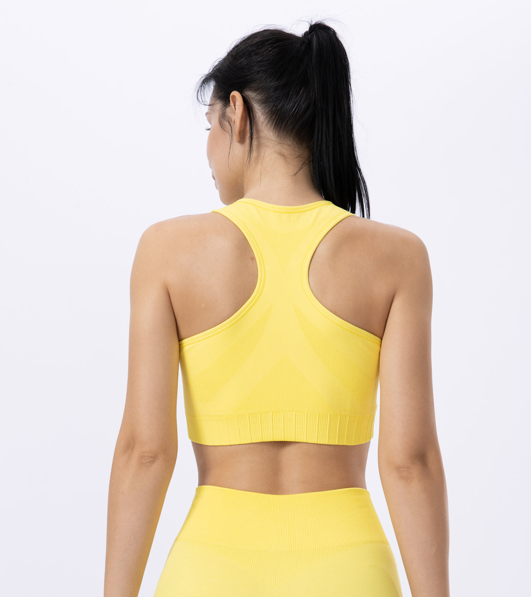 LOVESOFT Ladies Seamless Yoga Workout Sports Bra-Yellow
