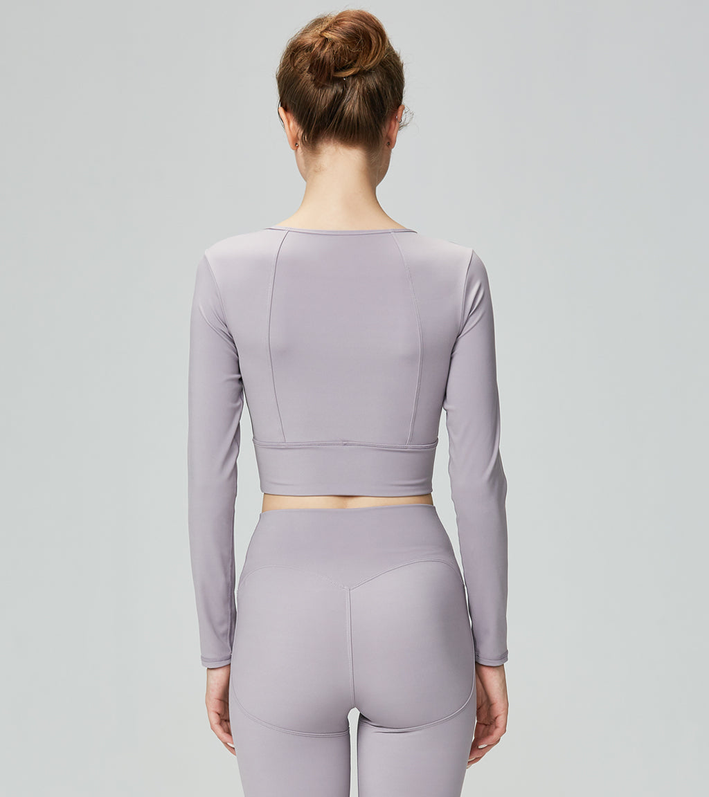 LOVESOFT Women Yoga Casual Slim Fit Long Sleeve Shirts-Lilac