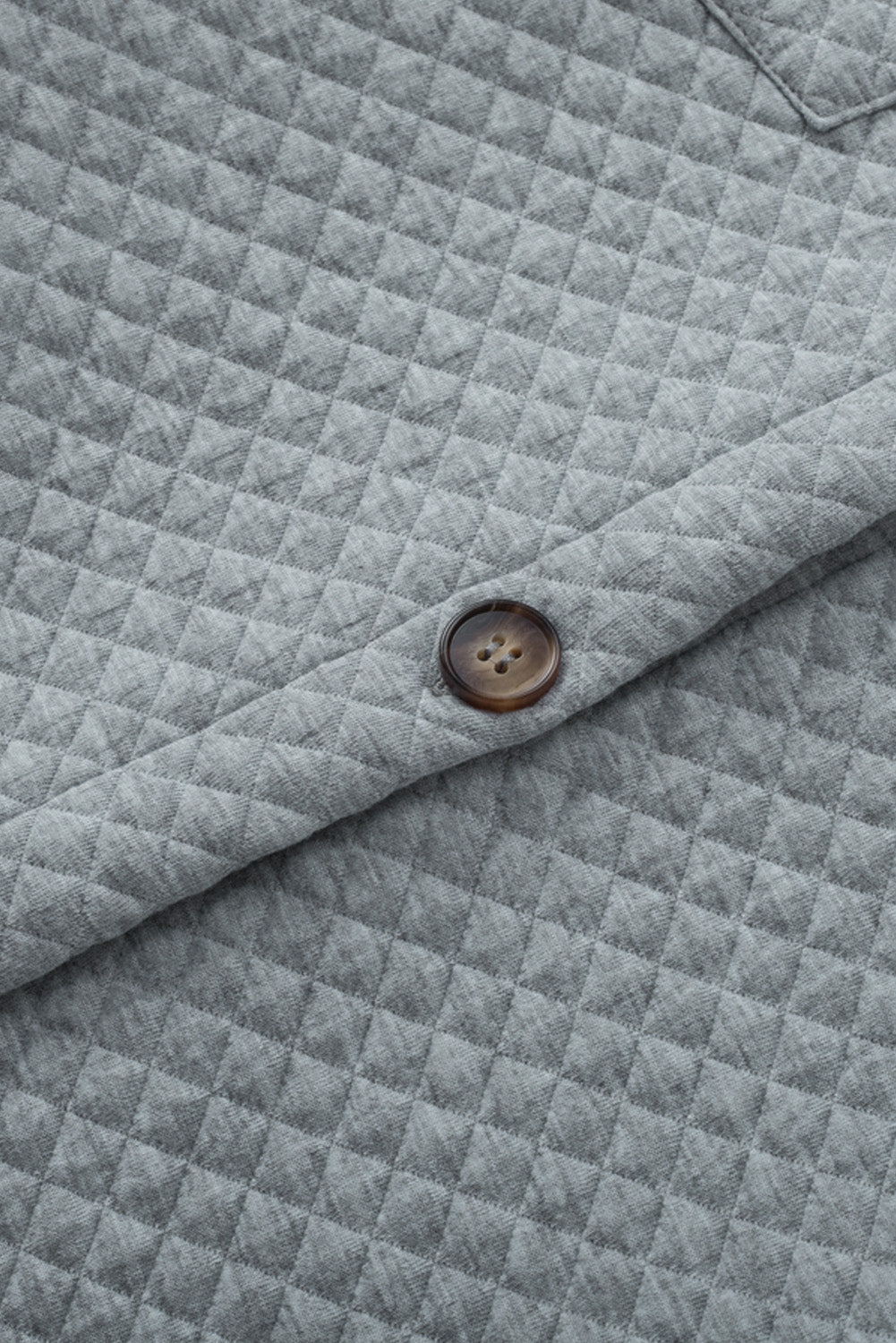 Gray Retro Quilted Flap Pocket Button Shacket