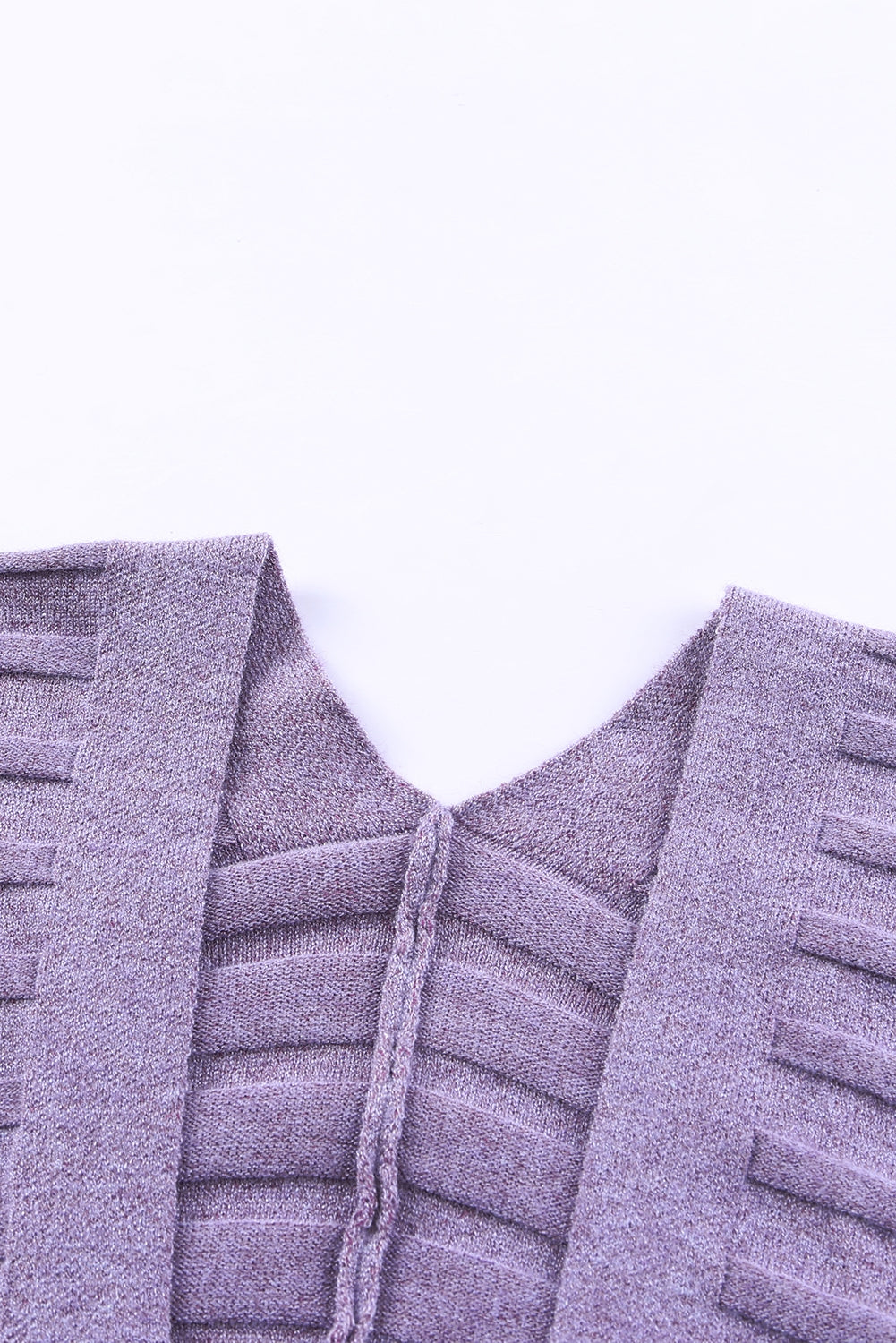 Purple Ribbed Open Front Knit Cardigan