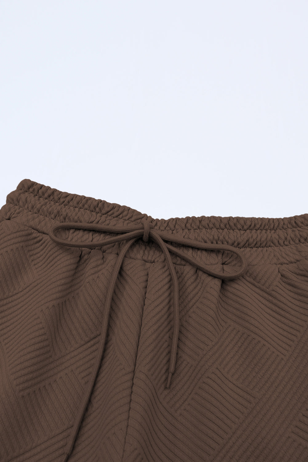 Brown Textured Loose Fit T Shirt and Drawstring Pants Set